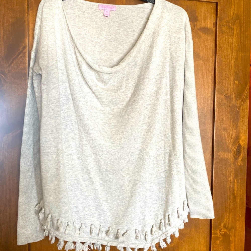 Lilly Pulitzer Grey Sweater with Tassles